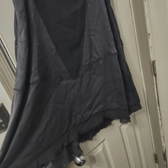 GO By Go Silk Skirt 100% Silk Asymmetrical Hem Midi in Off Black SZ M New $298